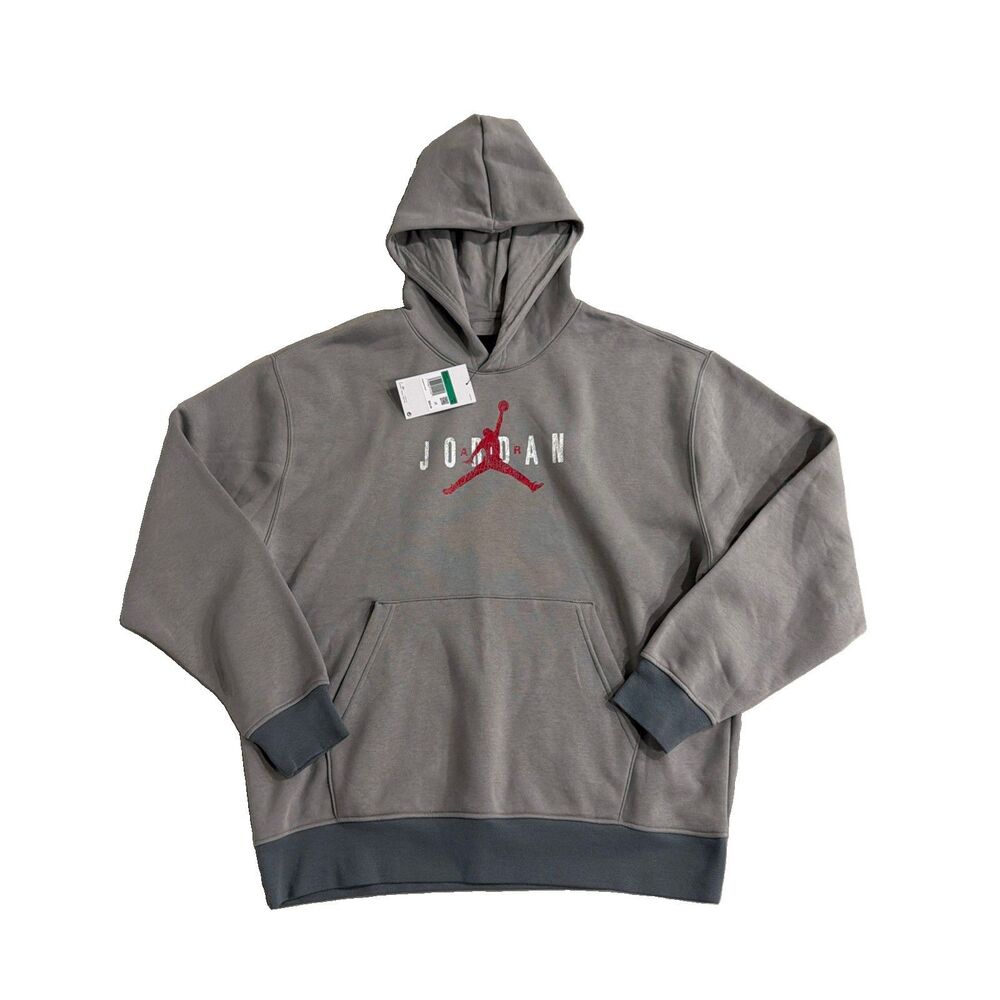 Nike Jordan Brooklyn Men's Gray Hoodie Jumpman Logo Size X-Large HV5096-062